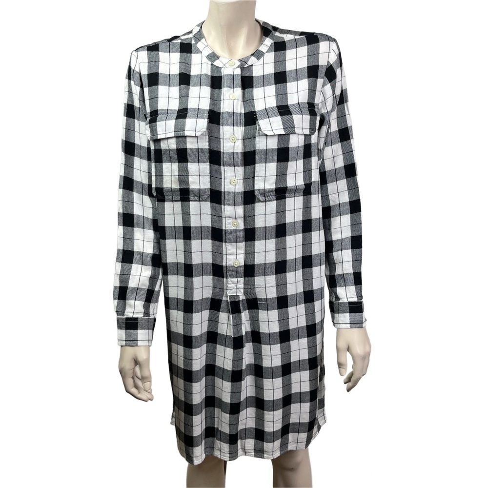 Gap B&W‎ Plaid Flannel Button Front Shirt Dress